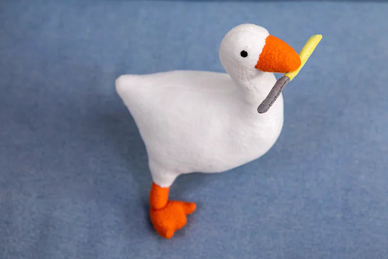 Goose plush inspired by Untitled Goose Game plush, handmade soft plushie, 10.2 in