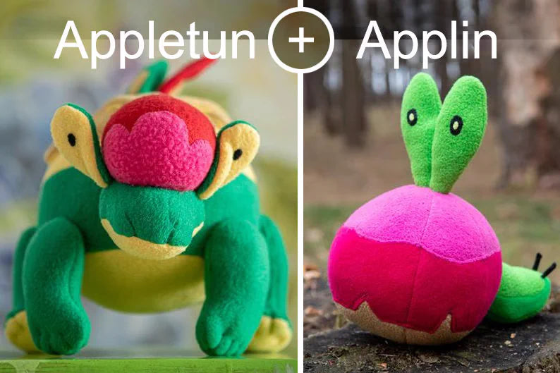 Appletun Pokemon plush - handmade shiny Appletun plush - soft plushie - 14.5x10 in - MADE TO ORDER