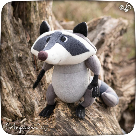 Donny the raccoon plushie, Trash Truck inspired, 9.8 in, handmade plush, made to order