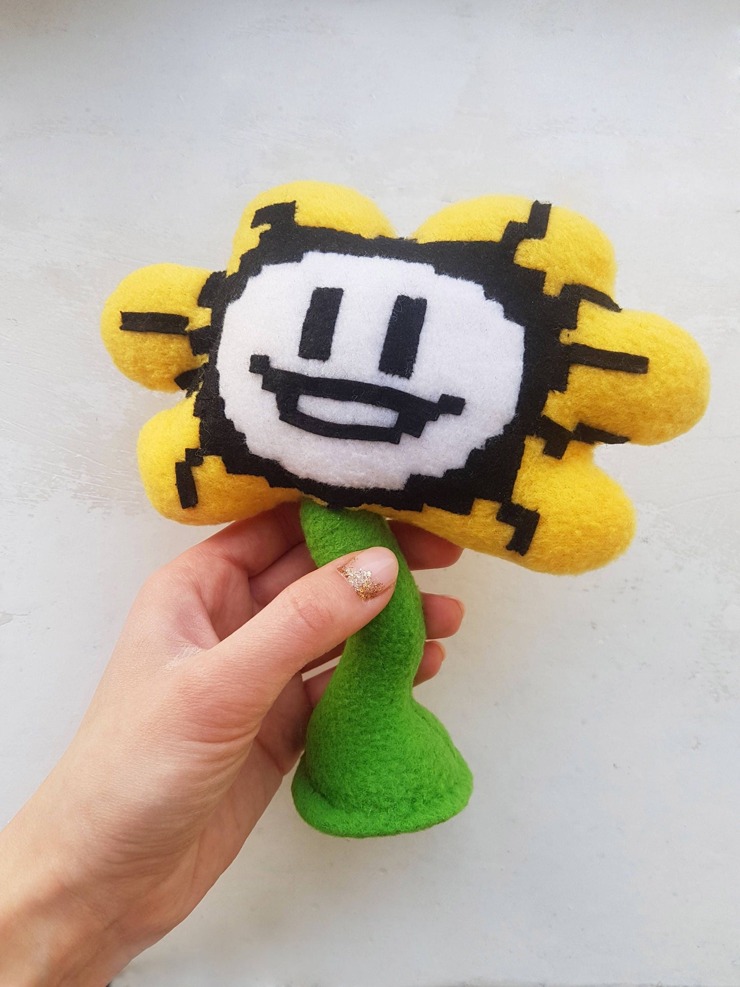 Undertale inspired - Flowey plush, handmade soft plushie, 7 in high, stands on flat surface, undertale plush, flower undertale