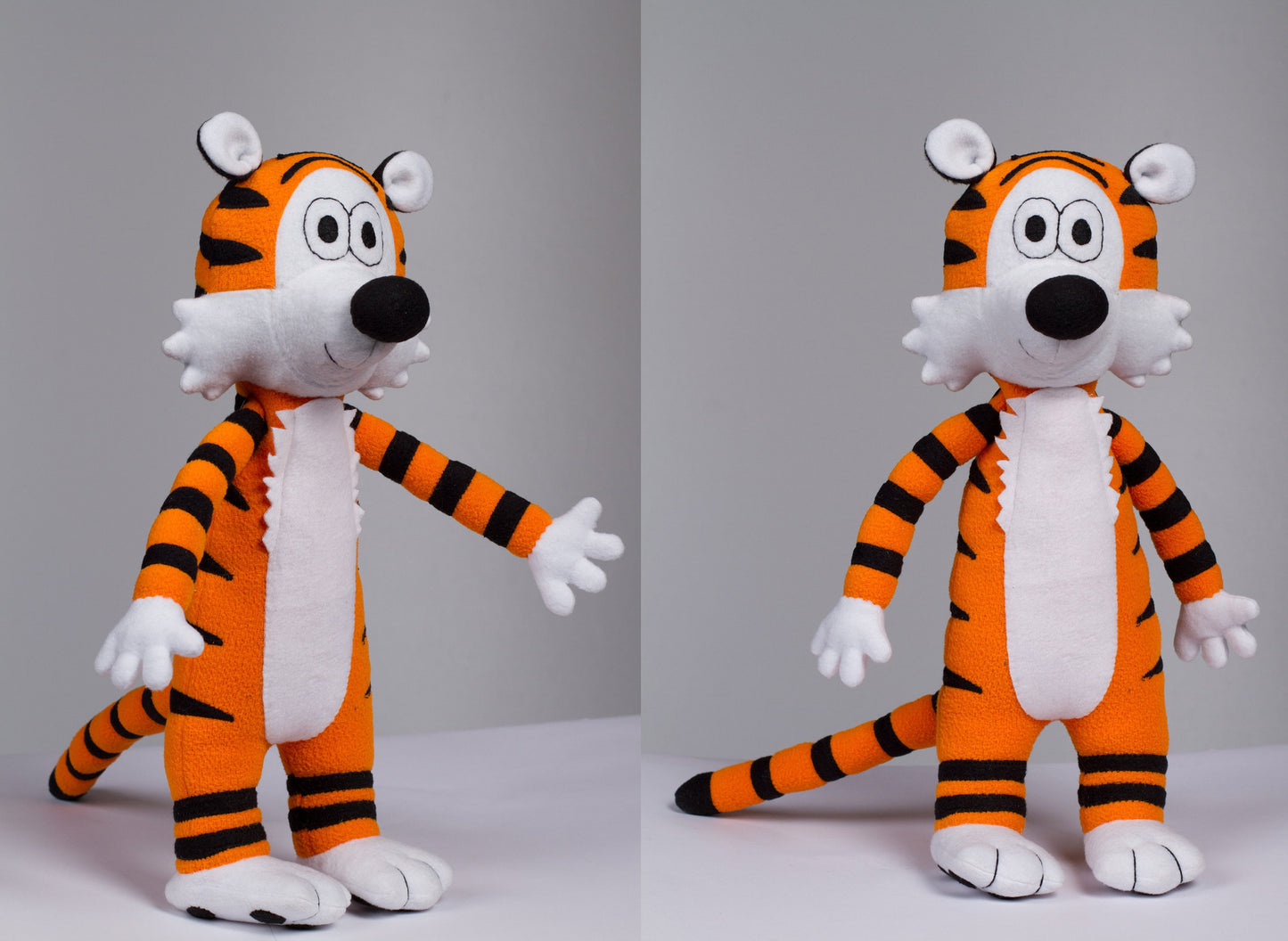 Tiger plush, handmade stuffed animal, 17 in high