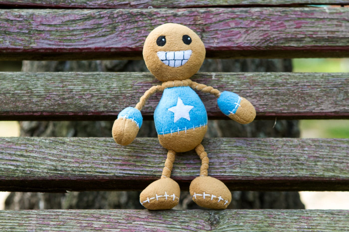 Kick the buddy plush, handmade soft plushie with poseable arms,  8 in