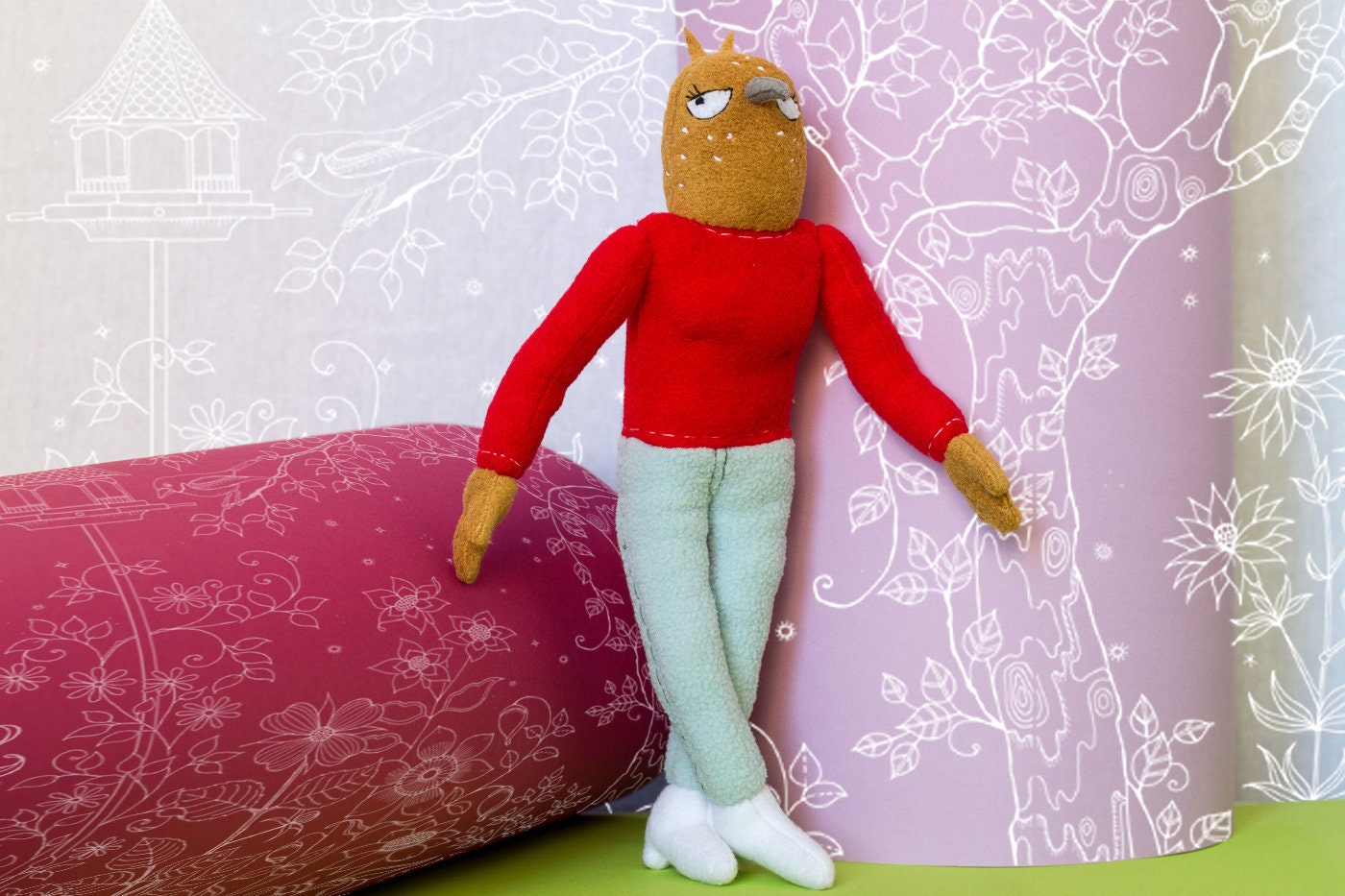 Tuca and Bertie plush, Bertie plushie, handmade soft doll, 10 in high