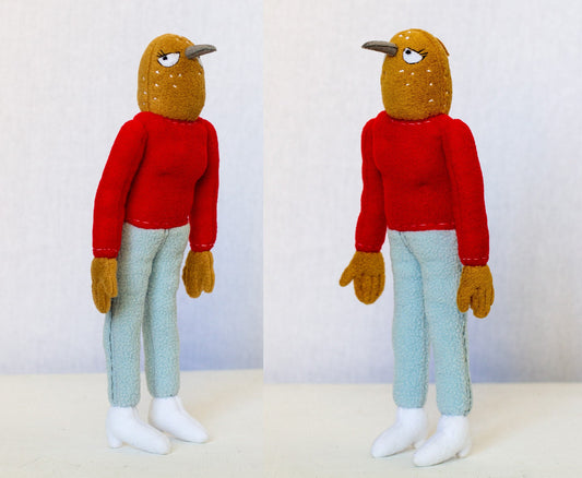 Tuca and Bertie plush, Bertie plushie, handmade soft doll, 10 in high