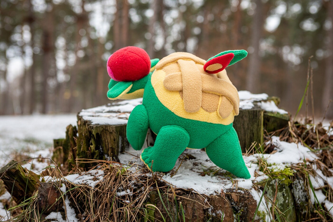 Appletun Pokemon plush - handmade shiny Appletun plush - soft plushie - 14.5x10 in - MADE TO ORDER