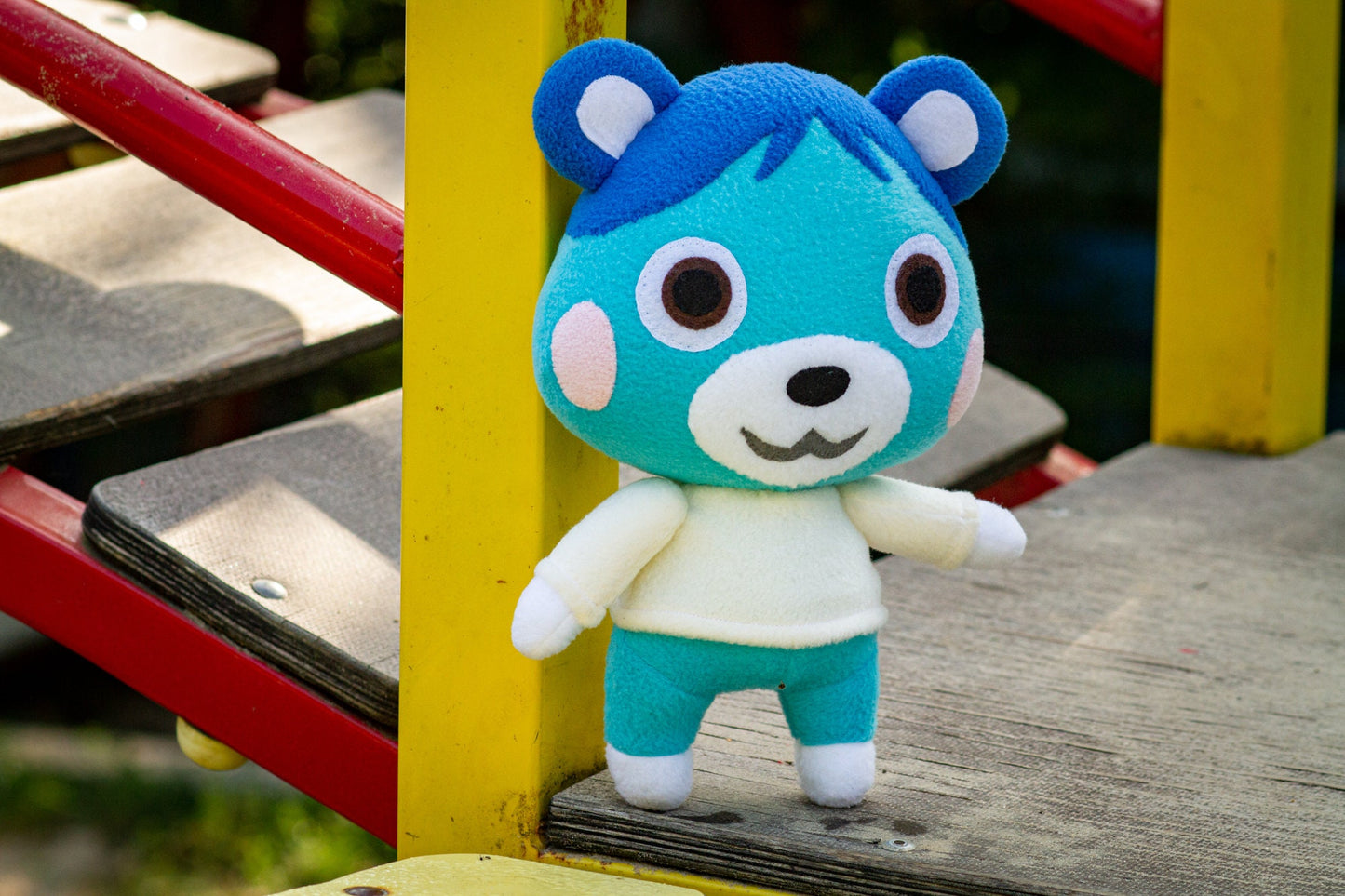 Animal Crossing Blue Bear plush, BlueBear plushie Animal Crossing Bear plush handmade, peppy cub plush, made to order