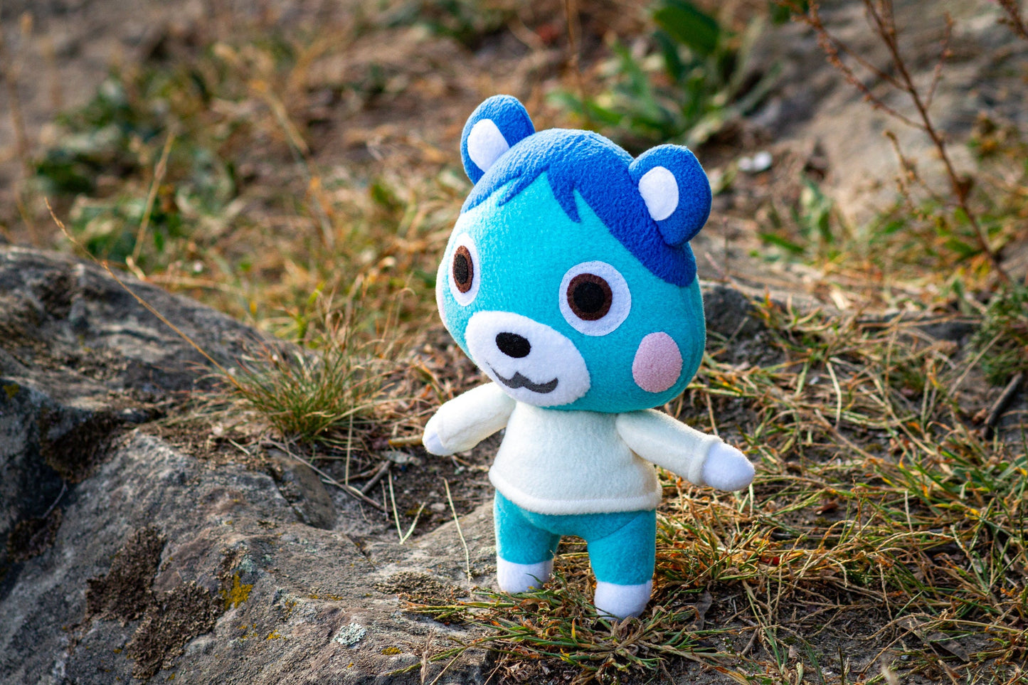 Animal Crossing Blue Bear plush, BlueBear plushie Animal Crossing Bear plush handmade, peppy cub plush, made to order