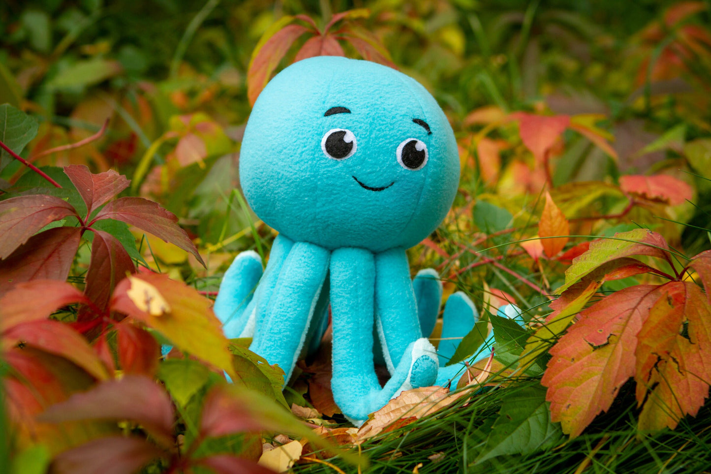 Octo Bocto plush handmade, Charlie's colorforms city inspired Octopus plush