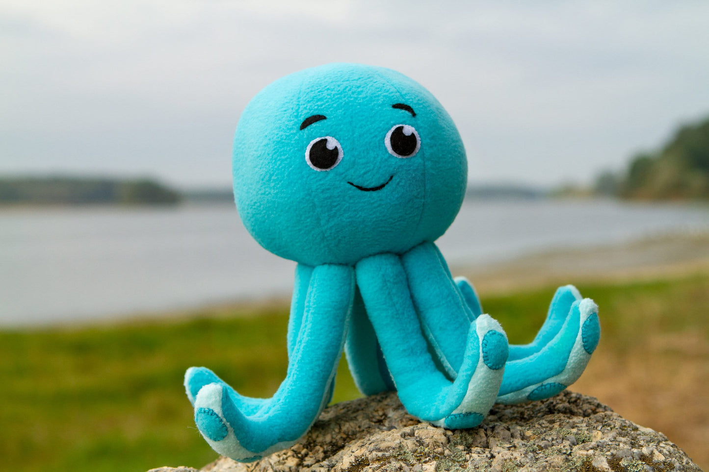 Octo Bocto plush handmade, Charlie's colorforms city inspired Octopus plush