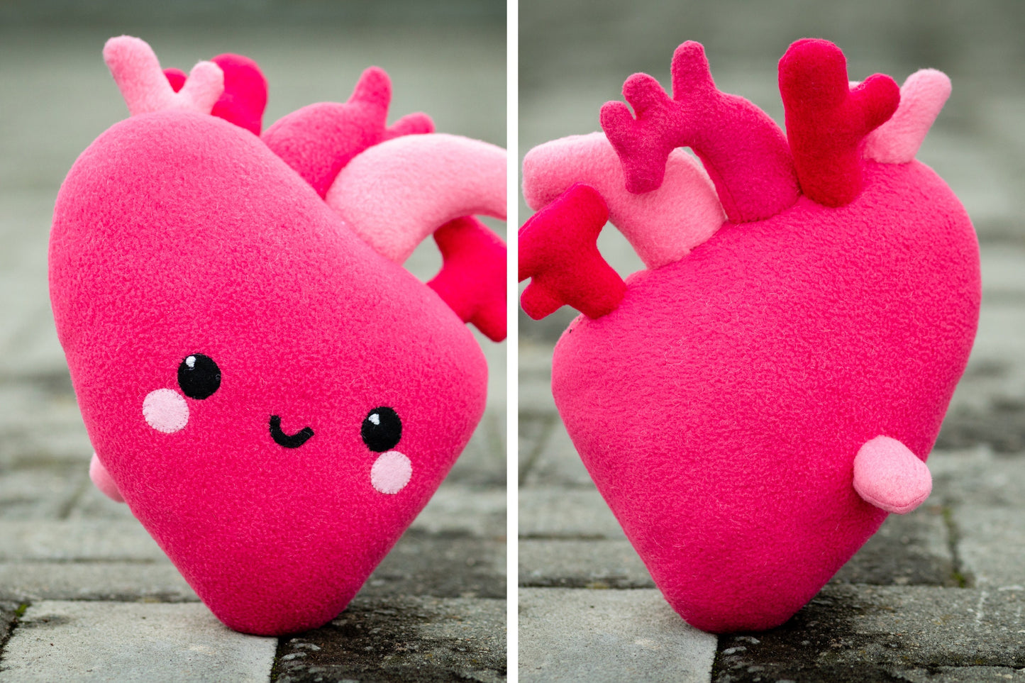 Heart Kawaii plush Anatomical Heart Kawaii plush Handmade soft decoration Heart plushie 11 in x 8.5 in