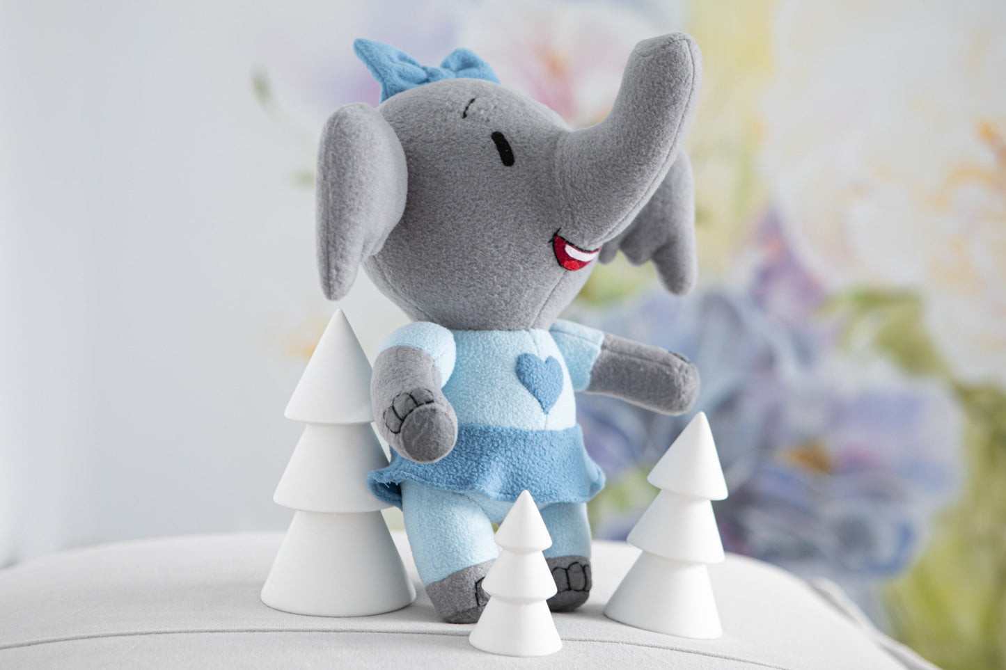 Elephant plush inspired by Olive Elinor Wonders Why, handmade plush, Made to order,