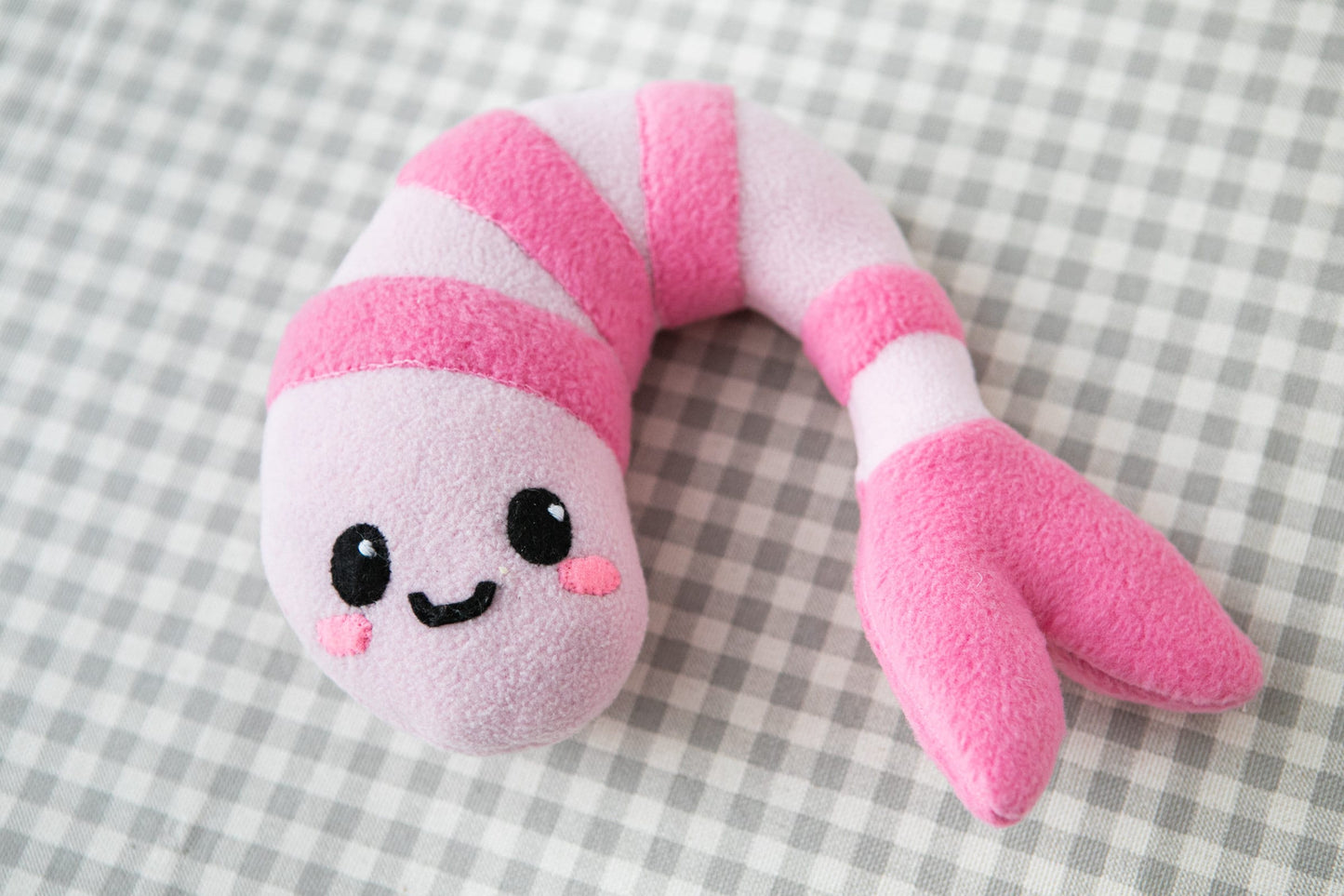 Kawaii Shrimp plush, Prawn kawaii plushie, handmade soft decoration, 11 in