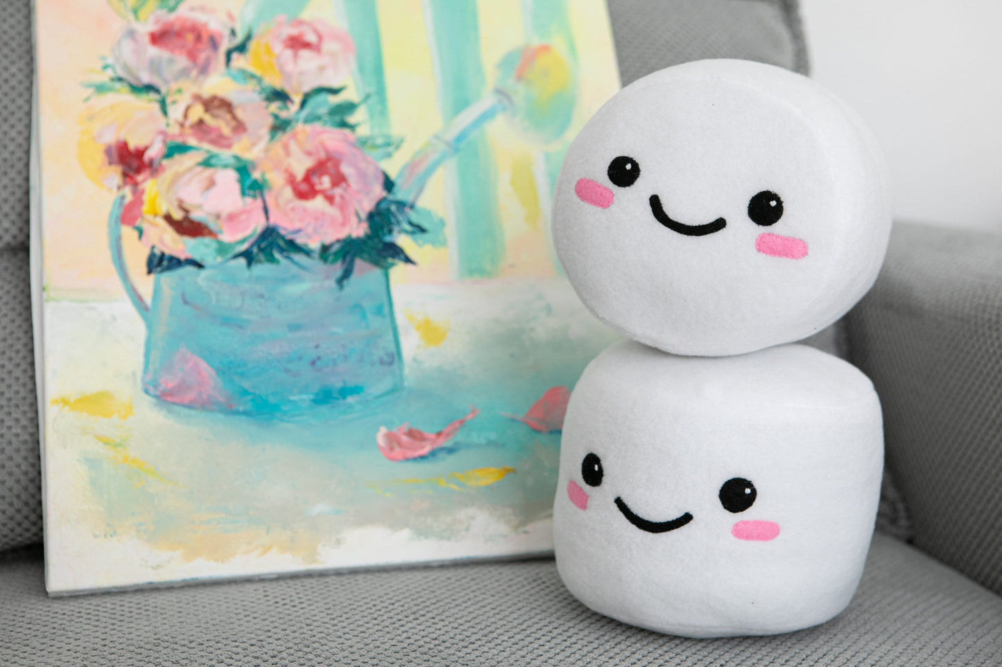 Marshmallow plush Handmade marshmallow kawaii plushie, 5.1x6.2 in