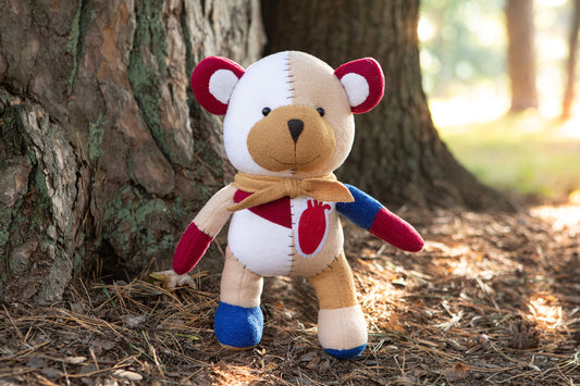 SCP 2295 plush handmade soft plush Bear with the heart of patchwork, Patchwork stuffed bear