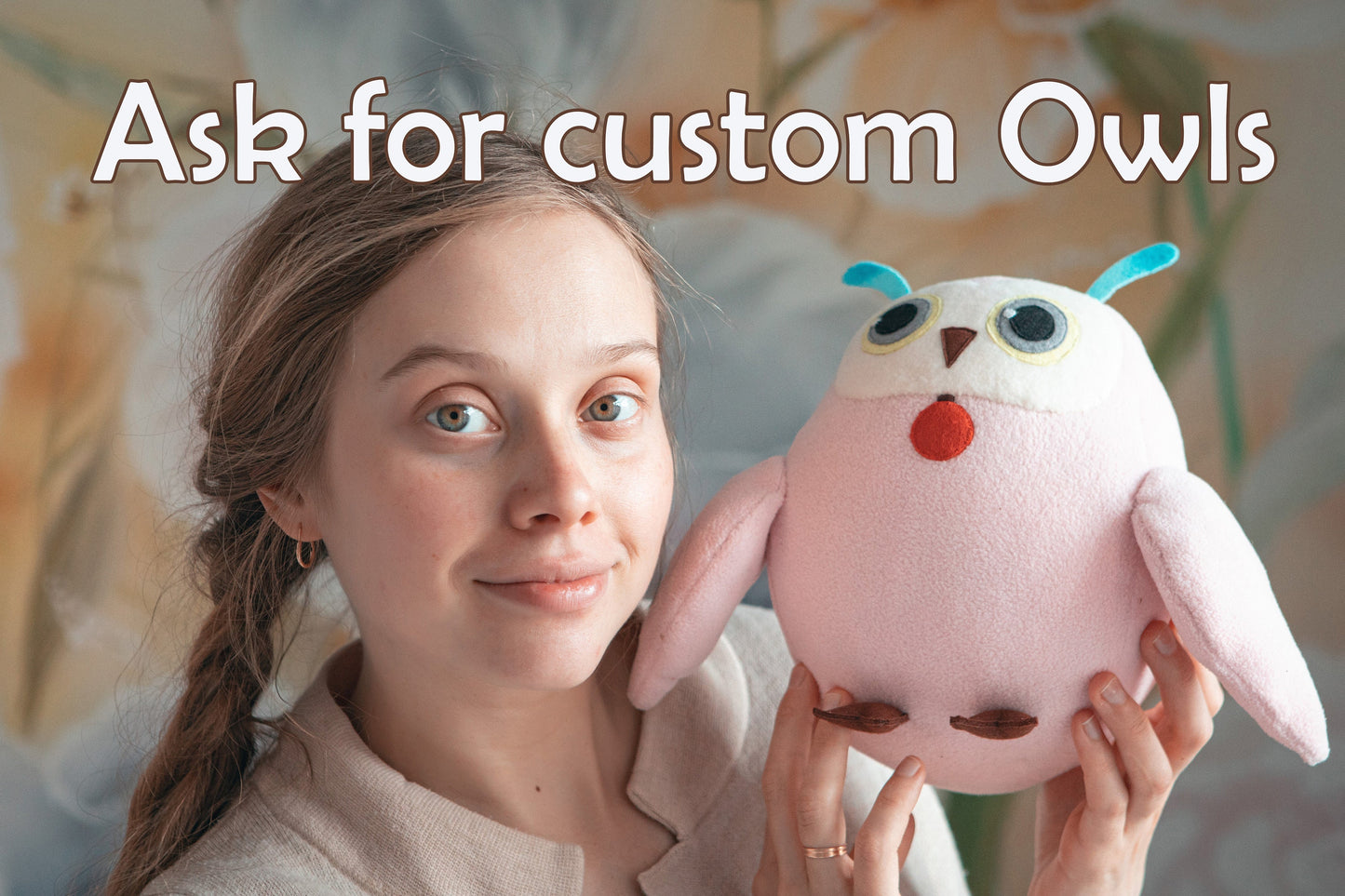 Tales Of Arise Pink Owl / Hootle / Fururu plushie - Handmade stuffed animal - 7 in - Made to order