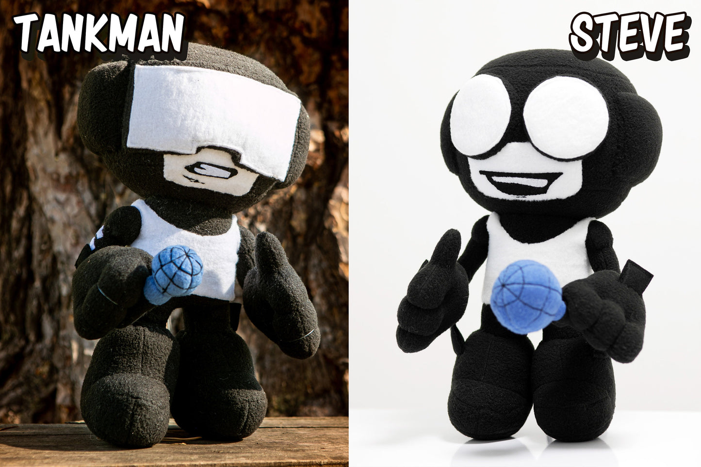 Steve Tankman plush handmade FNF inspired , 15 in, Made to order