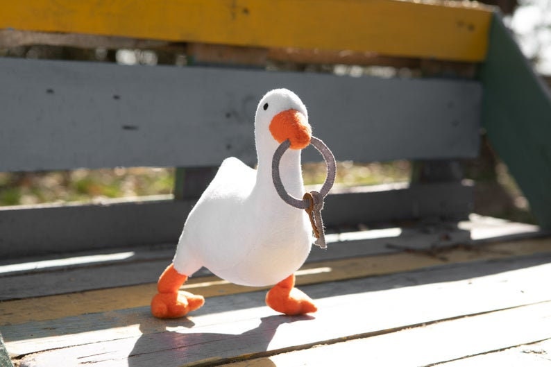 Goose plush inspired by Untitled Goose Game plush, handmade soft plushie, 10.2 in