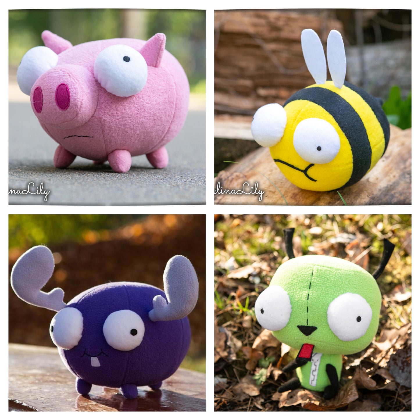 Handmade Rubber Pig plush - Invader Zim inspired, soft plushie