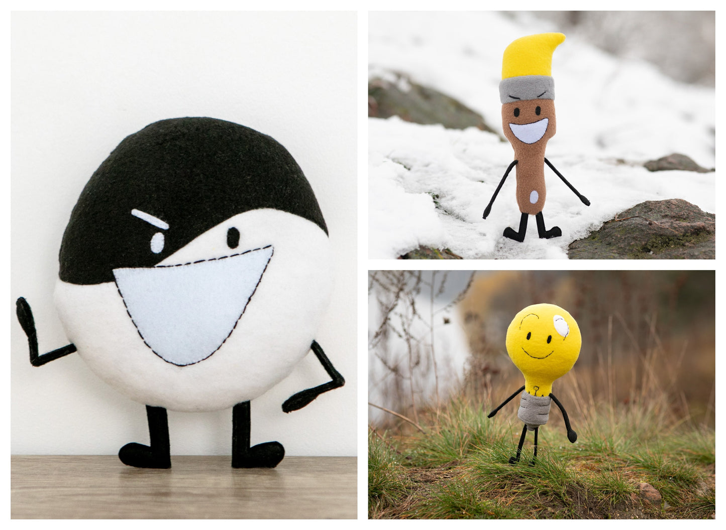 Yin-Yang plush Inanimate Insanity inspired, The Quarrel, handmade cuddly plushie 8.6 in