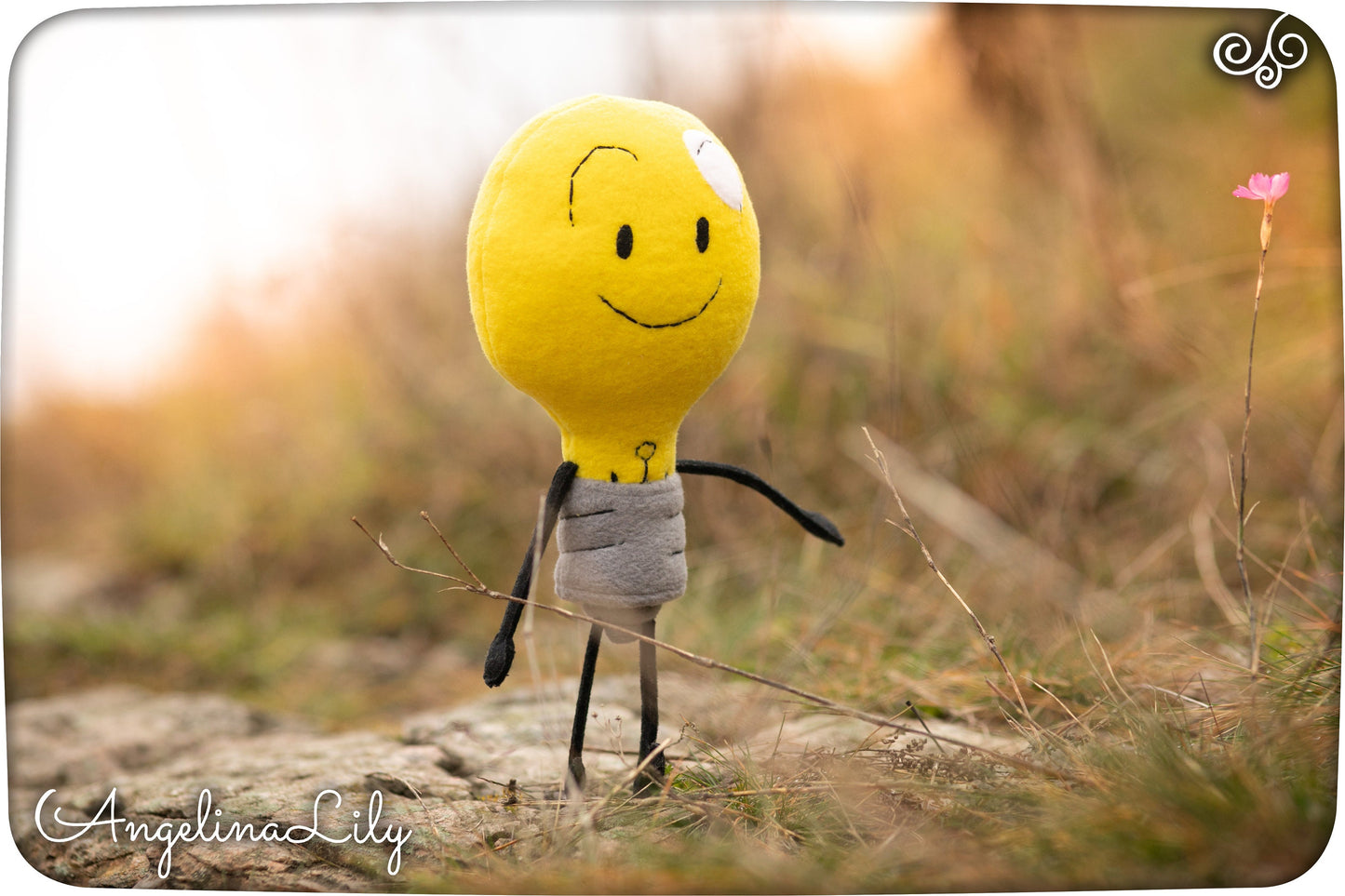 Lightbulb plush Inanimate Insanity inspired, The Bright Leader, handmade soft decoration 11 in