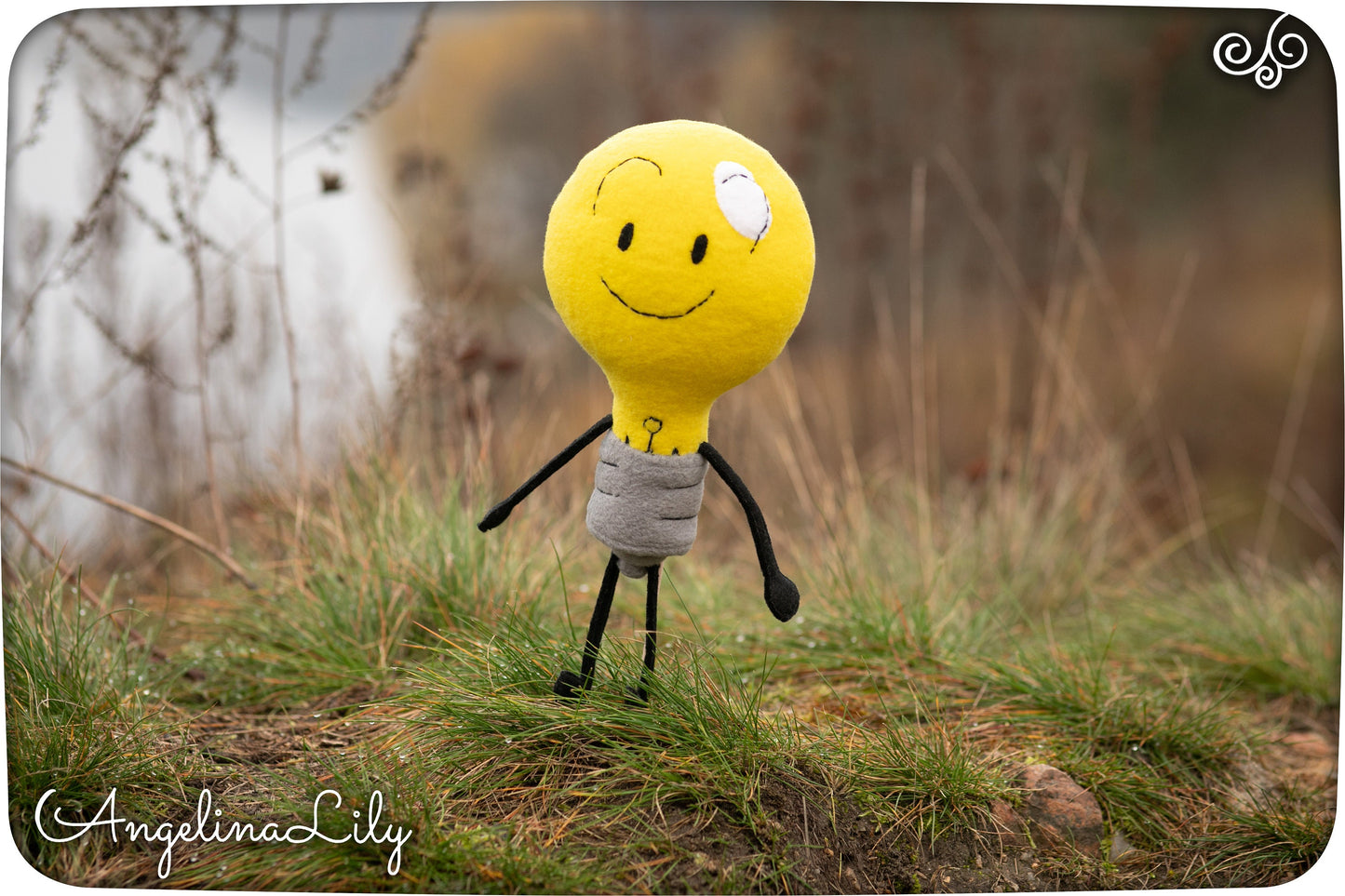 Lightbulb plush Inanimate Insanity inspired, The Bright Leader, handmade soft decoration 11 in