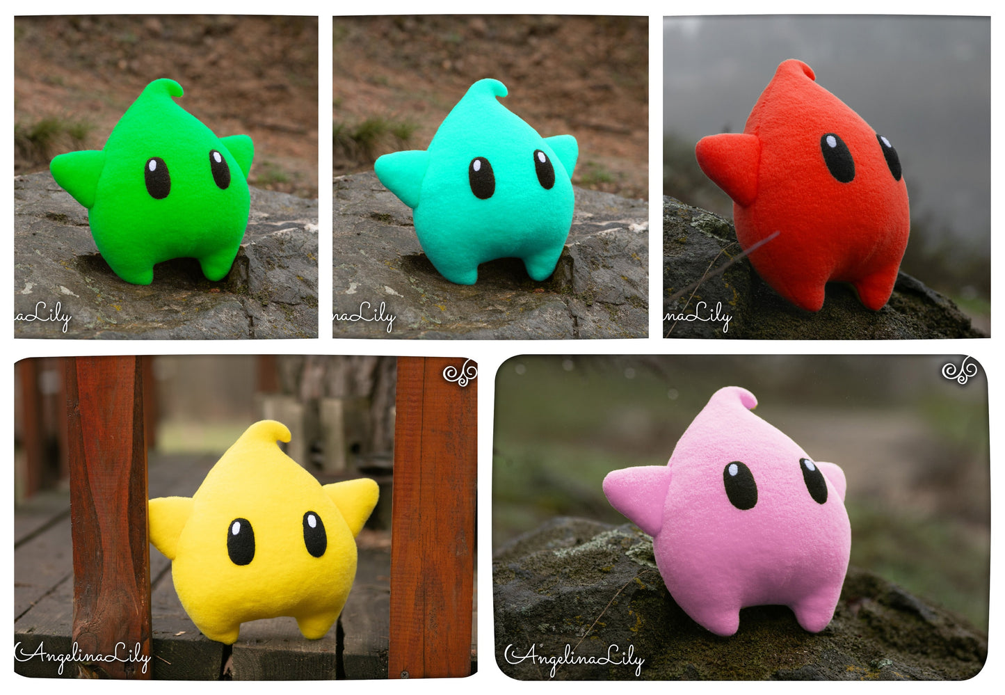 Luma plushie, red soft star, 2 sizes, handmade star plush, made to order