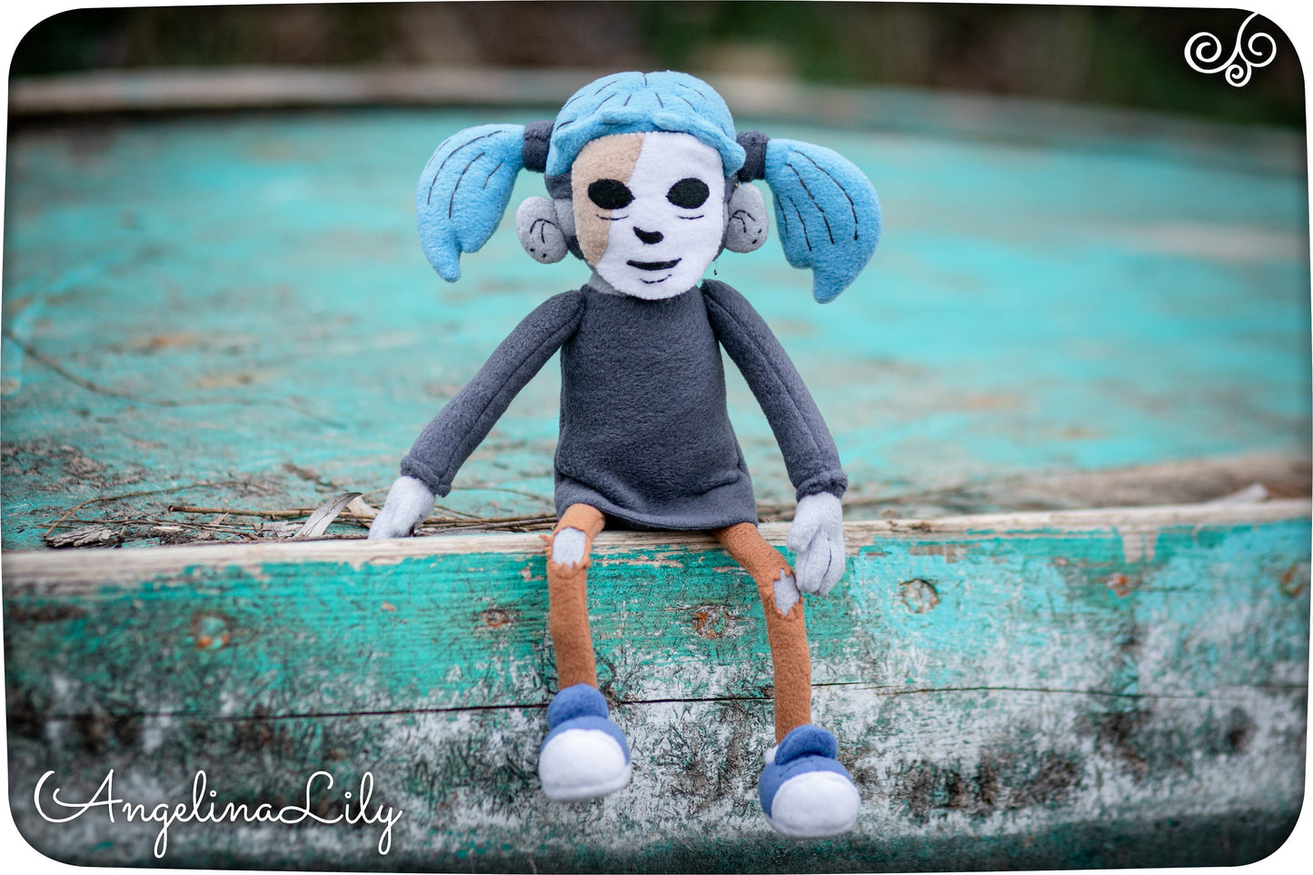 Sal Fisher doll Handmade plush Poseable legs, Sally Face inspired, 14.5in high, made to order