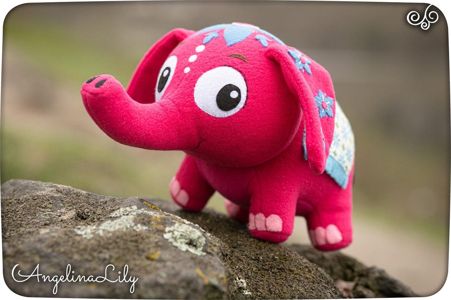 Anoop Deepa's elephant plush, Deepa & Anoop inspired, cute pink elephant, 6.8in high, made to order