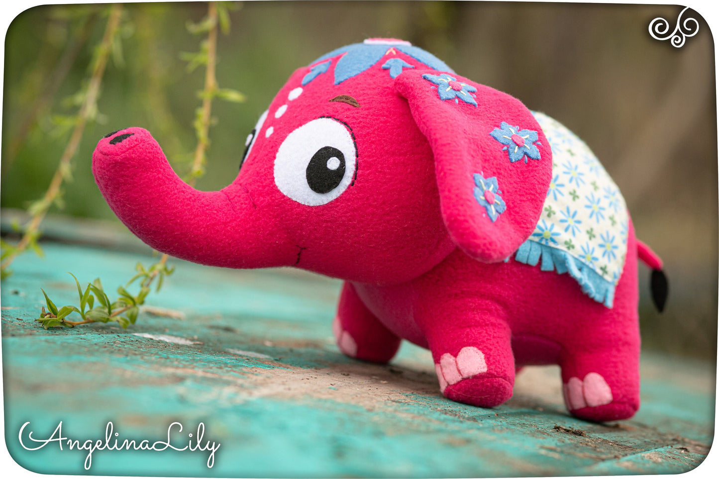 Anoop Deepa's elephant plush, Deepa & Anoop inspired, cute pink elephant, 6.8in high, made to order