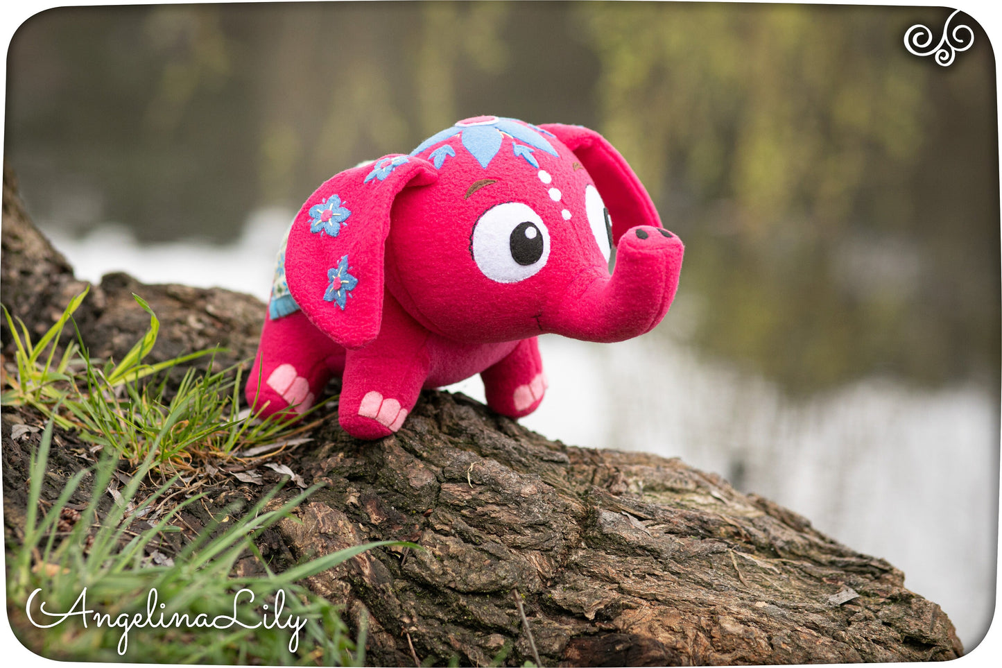 Anoop Deepa's elephant plush, Deepa & Anoop inspired, cute pink elephant, 6.8in high, made to order