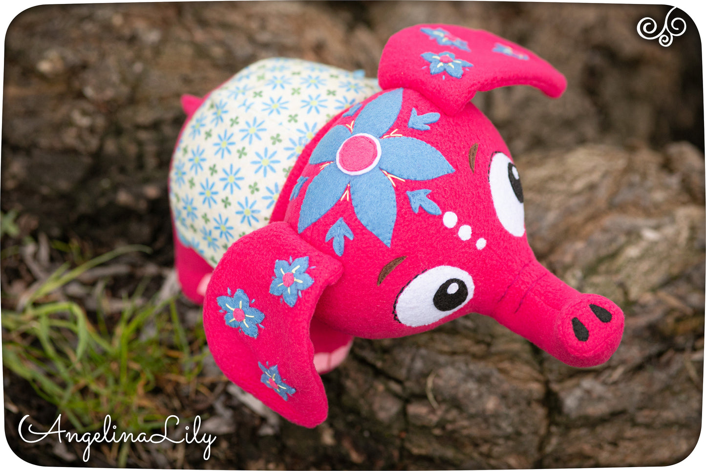 Anoop Deepa's elephant plush, Deepa & Anoop inspired, cute pink elephant, 6.8in high, made to order