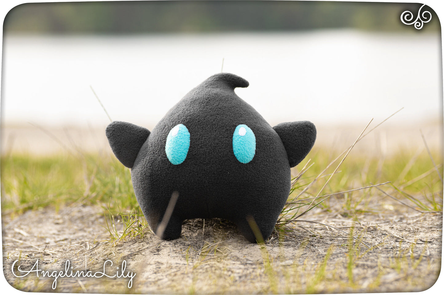 Luma plushie, ultra black soft star, 8 in, handmade plush, made to order