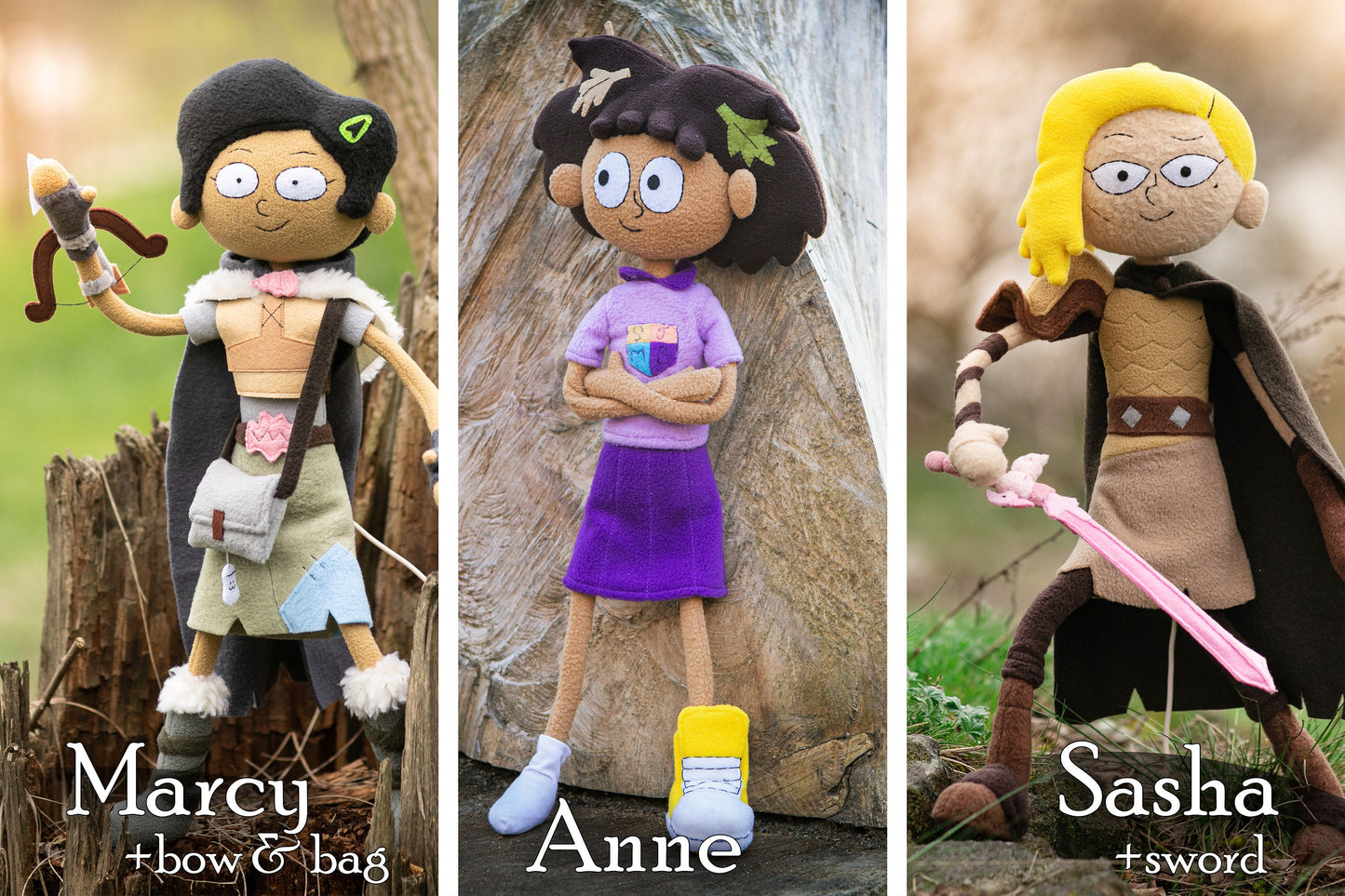 Sasha Waybright Amphibia inspired Sasha doll, Amphibia Plush, handmade poseable doll. Anne's Boonchuy  friend