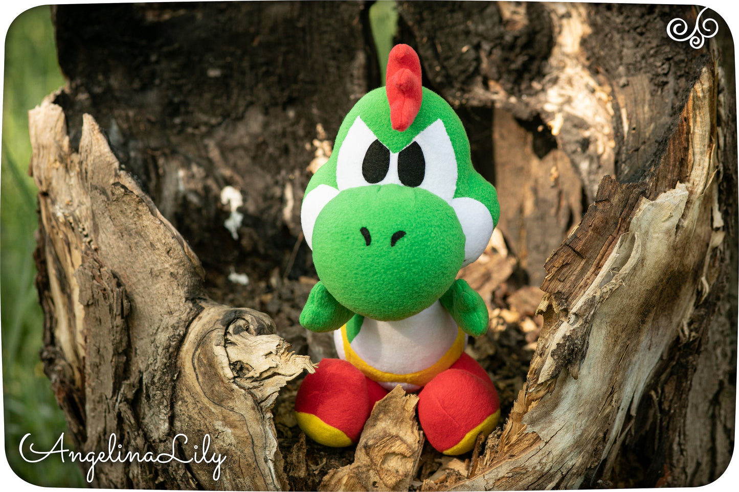 Yoshi plushie, Yoshi Dinosaur, handmade plush, 13.3in high, made to order