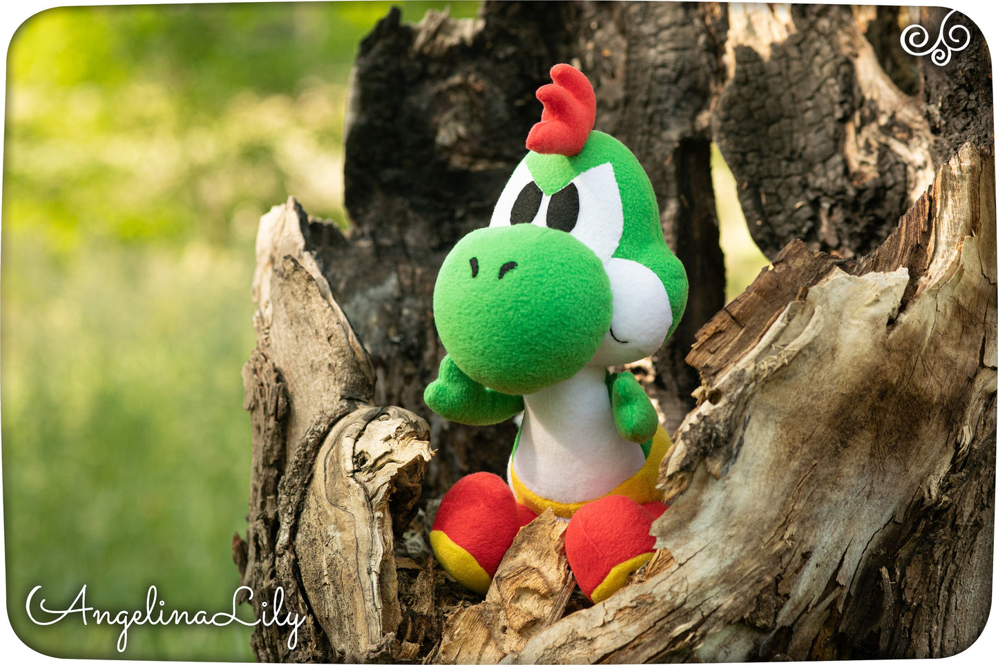 Yoshi plushie, Yoshi Dinosaur, handmade plush, 13.3in high, made to order