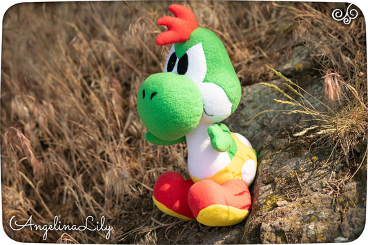 Yoshi plushie, Yoshi Dinosaur, handmade plush, 13.3in high, made to order