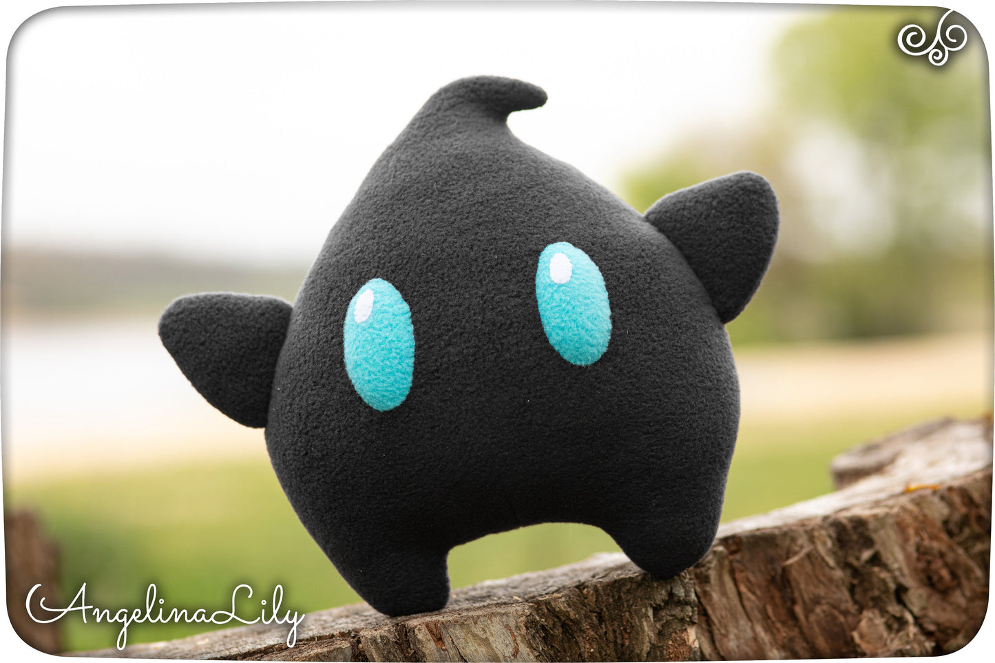 Luma plushie, ultra black soft star, 8 in, handmade plush, made to order