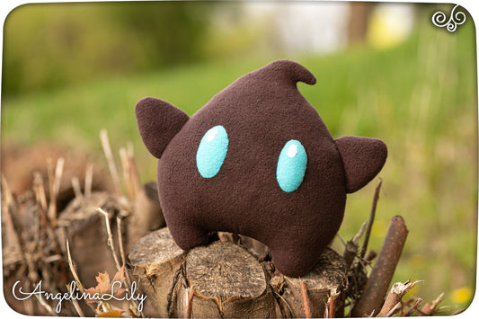 Luma plushie, Polari Luma, blackish-brown Luma, dark brown soft star 8 in, handmade plush, made to order