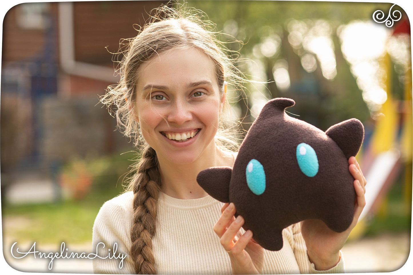 Luma plushie, Polari Luma, blackish-brown Luma, dark brown soft star 8 in, handmade plush, made to order