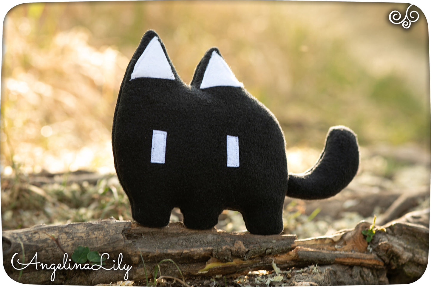 Mewo Omori Cat plushie, Black Cat plush, handmade stuffed animal, made to order