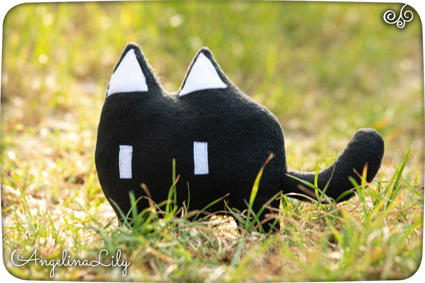 Mewo Omori Cat plushie, Black Cat plush, handmade stuffed animal, made to order