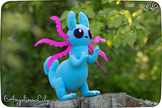 Rivulet plushie, blue Slugcat plush, handmade stuffed animal, 11.8 in, made to order