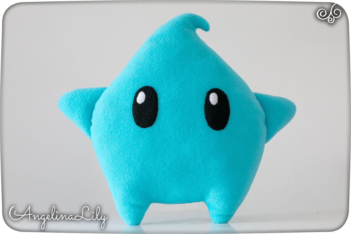 Luma pillow, blue cuddly star, 14in, handmade soft plushie, made to order