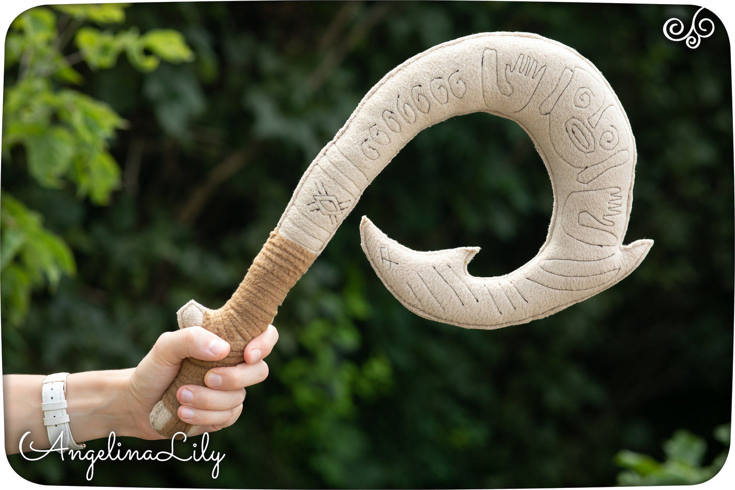 Maui fish hook plushie, Vaiana inspired, 19.6 inches in length, fish hook weapon for cosplay, Maui hook, handmade plush