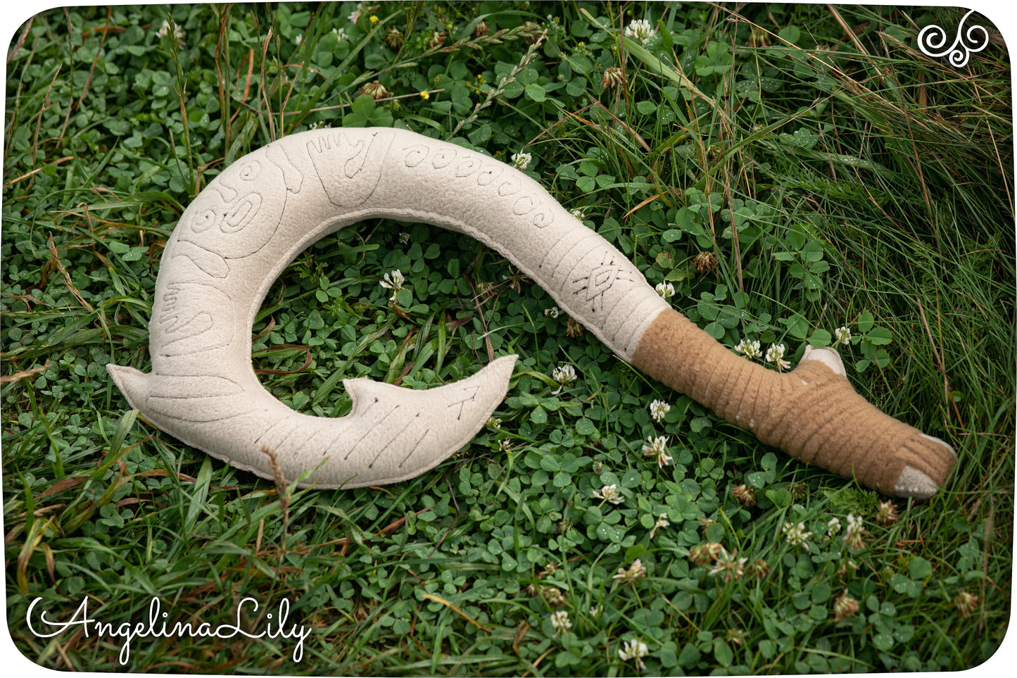 Maui fish hook plushie, Vaiana inspired, 19.6 inches in length, fish hook weapon for cosplay, Maui hook, handmade plush